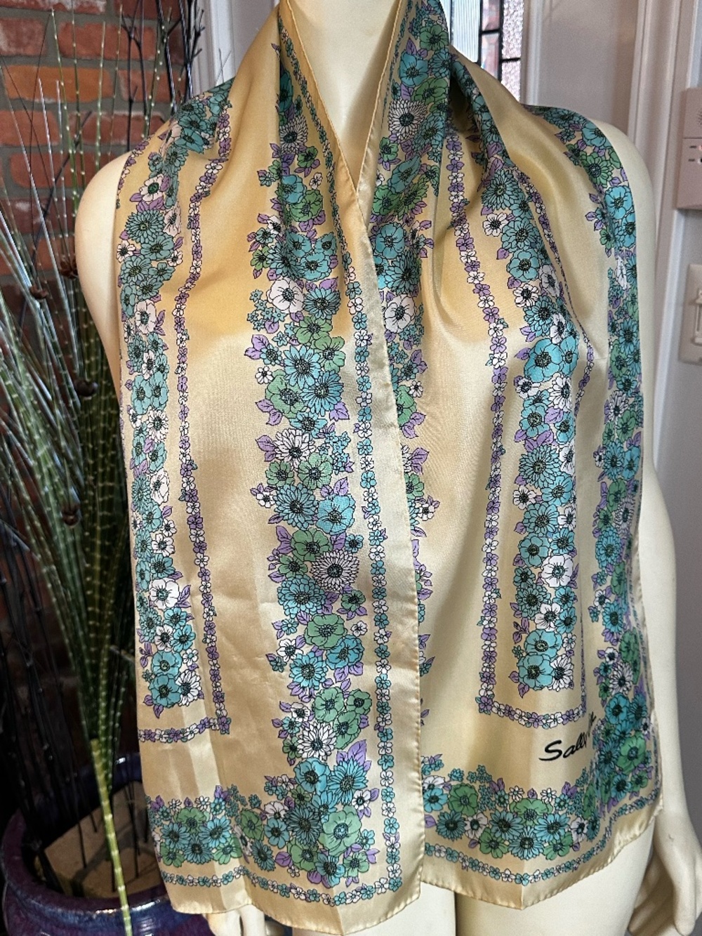 Vintage Sally Gee Floral Scarf ~ Made in Japan